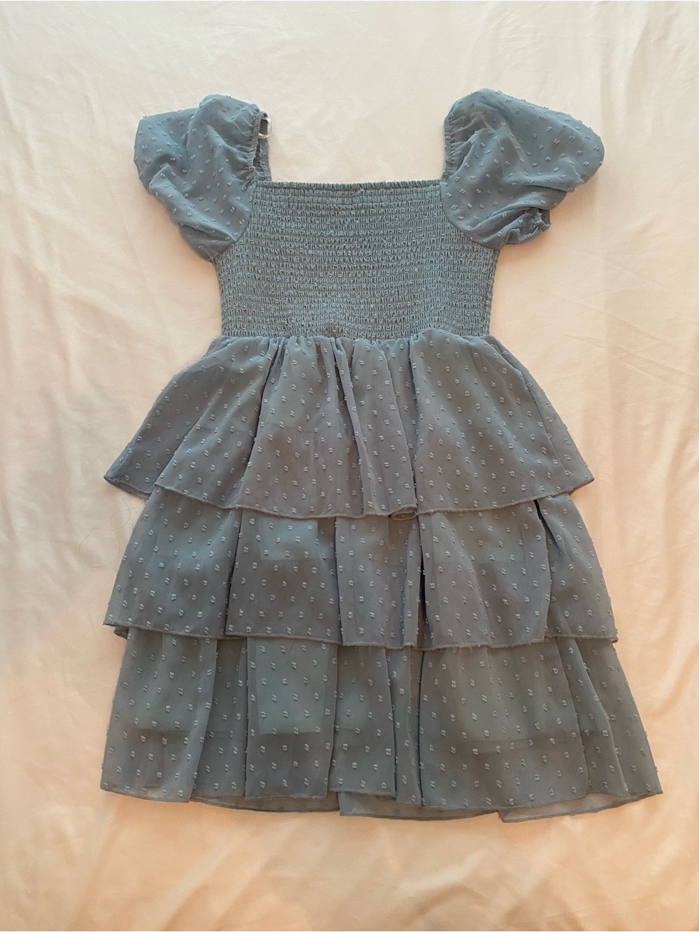 Alter’d State Blue Ruffled Puff-Sleeve Dress